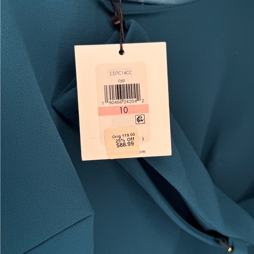 Calvin Klein Long Sleeve Teal Dress - Picture 4 of 4